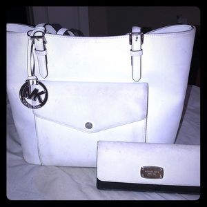 Michael Kors white purse and wallet